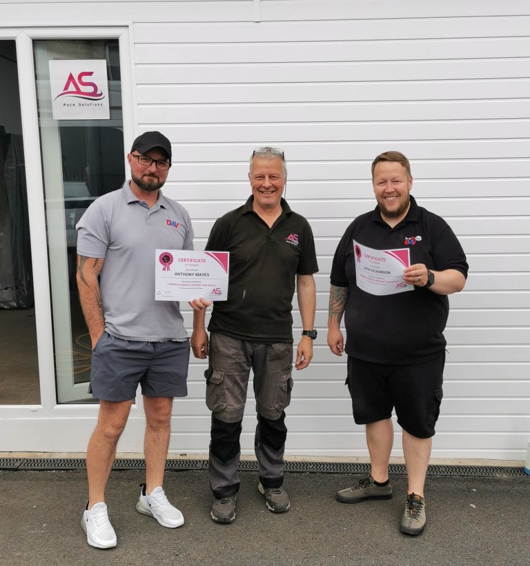 Congratulations to Anthony Mayes and Jack Dickinson of Dent Wizard Ventures, on completion of their Trim & Fibre repair training course. click to check out his review